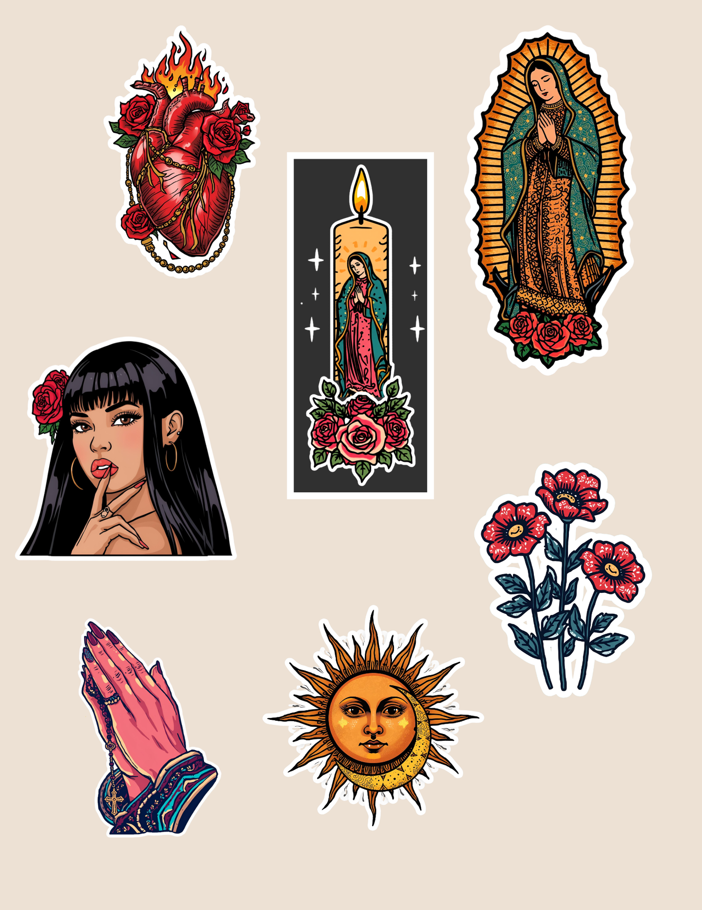Sun Moon Face Sticker | Celestial Chicana Sticker | Sol y Luna | La Muñeca Dorada