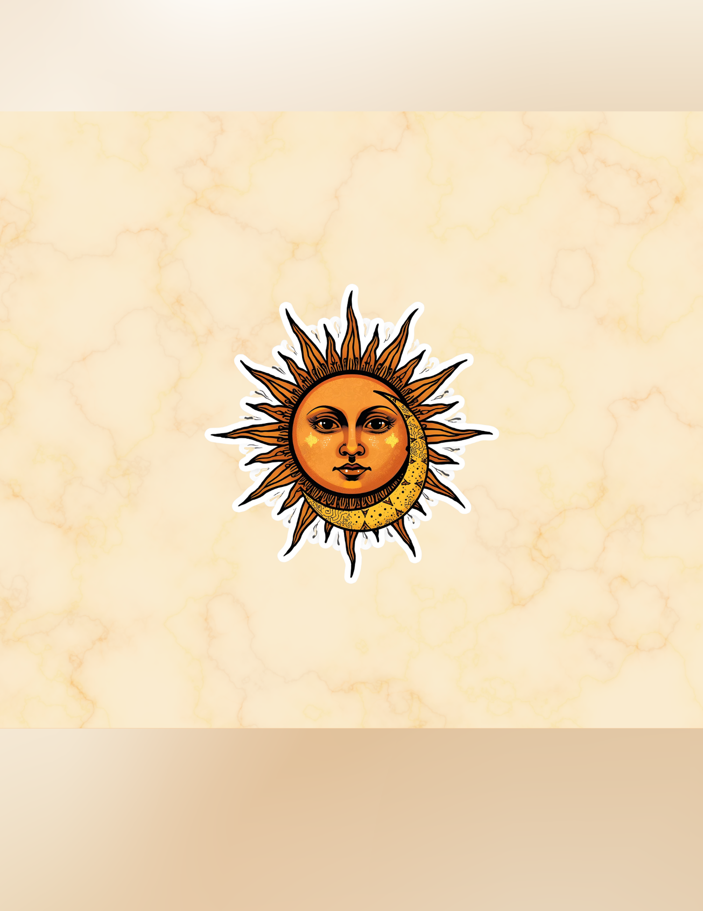 Sun Moon Face Sticker | Celestial Chicana Sticker | Sol y Luna | La Muñeca Dorada